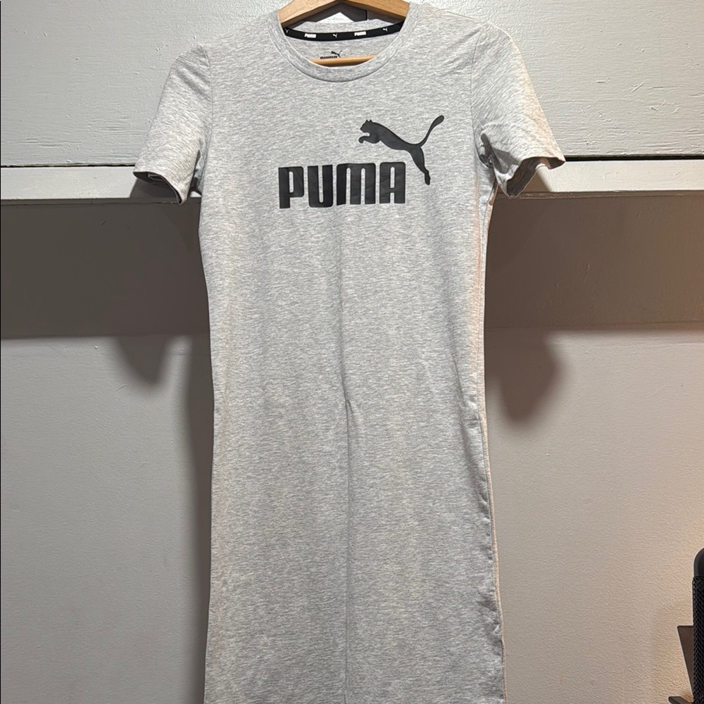 Puma Gray Bodycon Dress Crew Neck Short Sleeve
